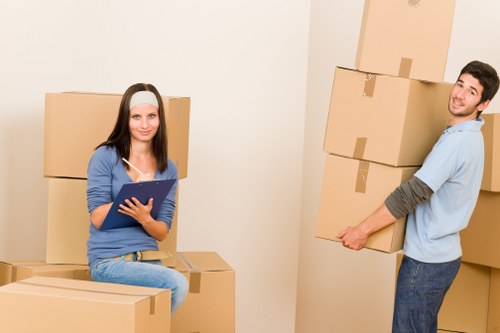 Furniture and boxes being unloaded at a Maidahill property